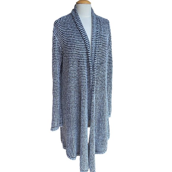 Joseph A. Longline Duster Striped Eyelash Grannycore Slouchy Knit Cardigan-M - Picture 1 of 13